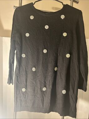 Elle Black Sweater with Sparkling Silver Buttons